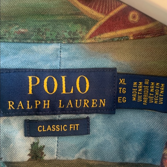 🎉NEW LISTING!🎉Polo Ralph Lauren Equestrian Print Button-Up Shirt in Blue & Green - Picture 6 of 7